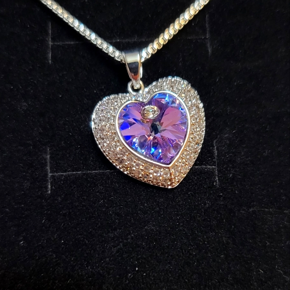 Swarovski Crystal embellished Heart Pendant. Brand new in box. "18 chain.